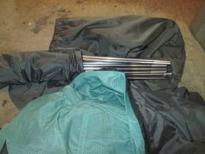 lot 201 image: Green and Black Camping Tent with Poles