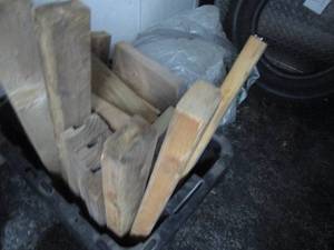 lot 222 image: Lot of Mixed Wood Pieces and Tarp