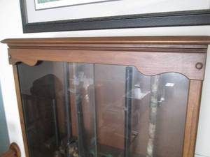 lot 237 image: Wooden Gun Cabinet with Glass Doors and Storage Drawer