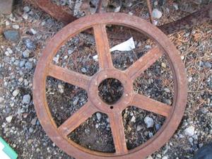 lot 248 image: Vintage Rusty Metal Wheels - Set of 2