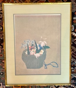 lot 36B image: Antique Framed Japanese Unsigned Floral Print, Possible Maruyama Oko Print