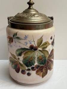 lot 32 image: Antique Hand Painted Lidded Jar