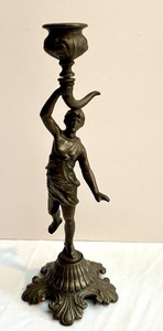 lot 61 image: Vintage Figural Cast Metal Candleholder