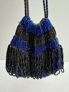 lot 160 image: Vintage Blue and Black Beaded Handbag