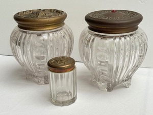lot 146 image: Three Antique Glass Dresser Jars