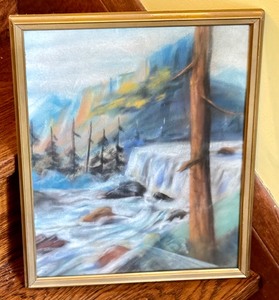 lot 130 image: Vintage Framed Original Waterfall Painting