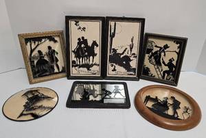 lot 269 image: Collection of Reverse-Painted Decor  Vintage Silhouettes