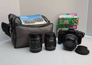 lot 277 image: Canon EOS 650 Camera with Multiple Lenses & Film