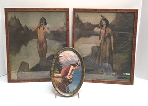 lot 279 image: Vintage Framed Native American Prints Under Glass