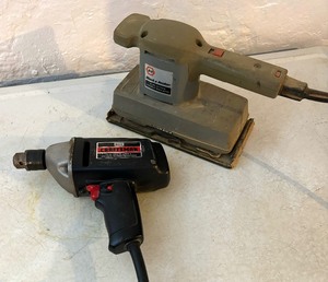 lot 346 image: Sears Craftsman 38 Drill and Black & Decker Dual Action Sander