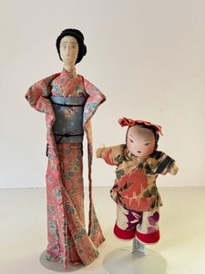 lot 498 image: Two Vintage Soft Sided Asian Dolls