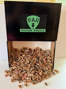 lot 489 image: Vintage PAR Picture Puzzle  Vintage PAR Wood Piece Picture Puzzle, Plea