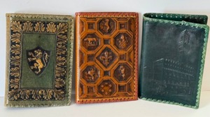 lot 479 image: Three Vintage Leather Embossed Book Covers