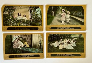 lot 466 image: Set of Four Antique Illustrated Song Series Postcards