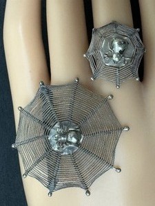 lot 18E image: Vintage Spider Web Ring and Brooch