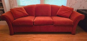 lot 440 image: Stunning Orange Round Back Sofa Bed