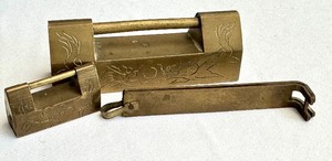 lot 237 image: Two Vintage Asian Brass Locks