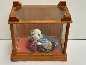 lot 182A image: Antique Asian Doll Figurine in Display Case