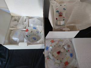 lot 18 image: (3) New Lenox Dish Sets - Bowls, Plates, Glasses