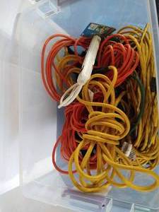 lot 32 image: Tote of Extension Cords