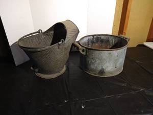 lot 44 image: (2) Vintage Large Metal Pails