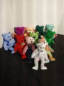 lot 49 image: (11) Beanie Baby Bears - All Different