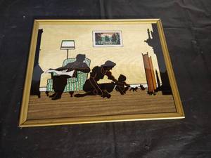 lot 78 image: Vintage Framed Glass Picture