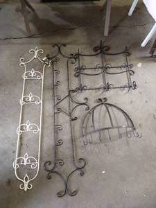 lot 113 image: (3) Decorative Plate Holders & (1) Coat Rack
