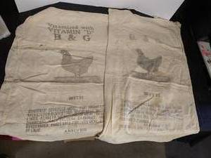 lot 116 image: (2) Vintage Large Chicken Feed Sacks