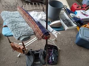 lot 120 image: Large Home Lot - Ironing Board Shower Hooks, Bags, Etc