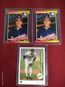lot 209 image: (3) John Smoltz Rookie Cards