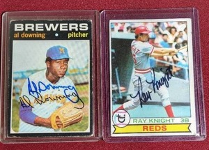 lot 214 image: (2) Vintage On Card Baseball Card Autographs