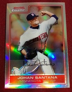 lot 225 image: 2006 Bowman Chrome Johan Santana Refractor Card