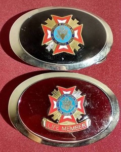 lot 253 image: (2) Veterans of Foreign Wars Belt Buckles
