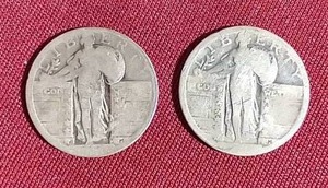 lot 278 image: (2) Standing Liberty 90% Silver Quarters