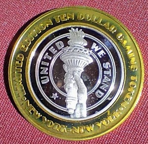 lot 294 image: New York New York Casino Silver Strike $10 Gaming Token