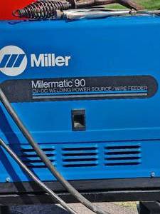 Miller-Matic 90 Wire Feed CVDC Welding Unit with welding Accessories on a Rolling Cart