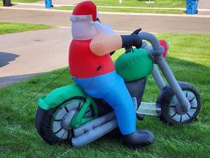 Christmas Motorcycle Blow up Yard Ornament