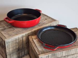 2 pc Staub Enameled Cast Iron Dutch Oven