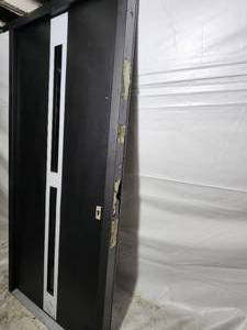 36 x 80 left inswing 2 lite tinted glass black prehung steel front door