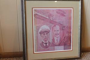 lot 36 image: Framed Artwork of Wright Brothers with Plane