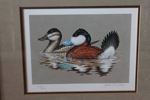 lot 41 image: Framed John Wilson Duck Print with Conservation Stamp