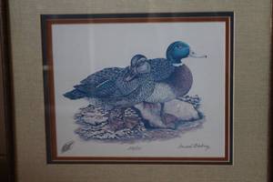 lot 51 image: Pair of Framed Duck Artwork Prints by Donald Blakney