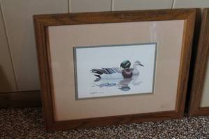 lot 52 image: Lot of 3 Framed Duck Art Prints by Various Artists