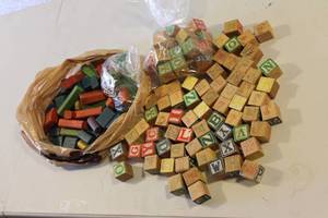 lot 87 image: Lot of Alphabet and Colored Wooden Blocks