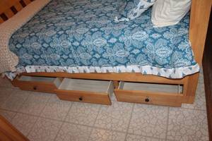 lot 93 image: Solid Wood Bed Frame with Storage Drawers and Matching Nightstand