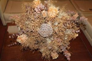 lot 103 image: Dried Floral Arrangement in Brown Vase