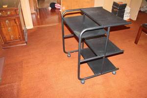 lot 104 image: Black 3-Tier Rolling Metal Cart