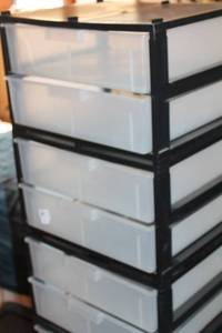 lot 136 image: Stackable Plastic Drawer Storage Units