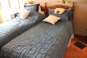 lot 137 image: Dual Twin Adjustable Beds with Wooden Headboards